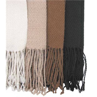 Echarpe en laine d'alpaga, 5 bandes Marron-bleu